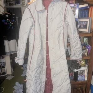 Chic Quilted Coat with Red Details